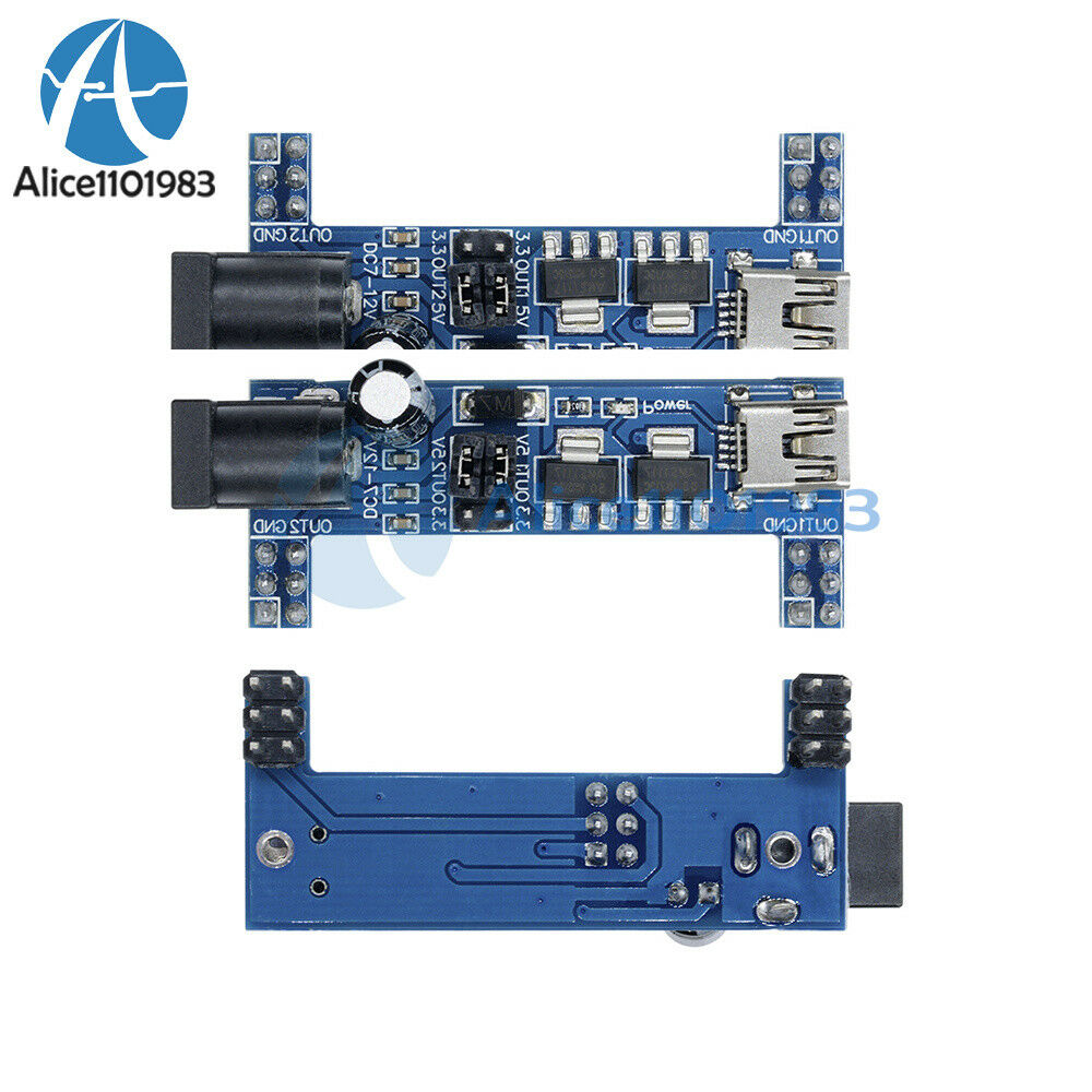 5PCS MB102 Breadboard Power Supply Module 3.3V 5V Solderless Arduino mini usb