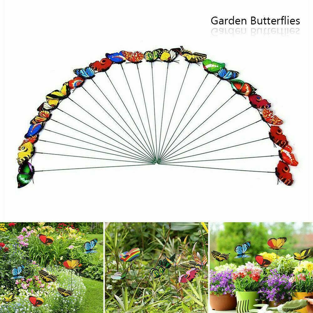 40Pcs Butterfly Stakes Outdoor Yard Planter Flower Pot Bed Garden Decoration US.