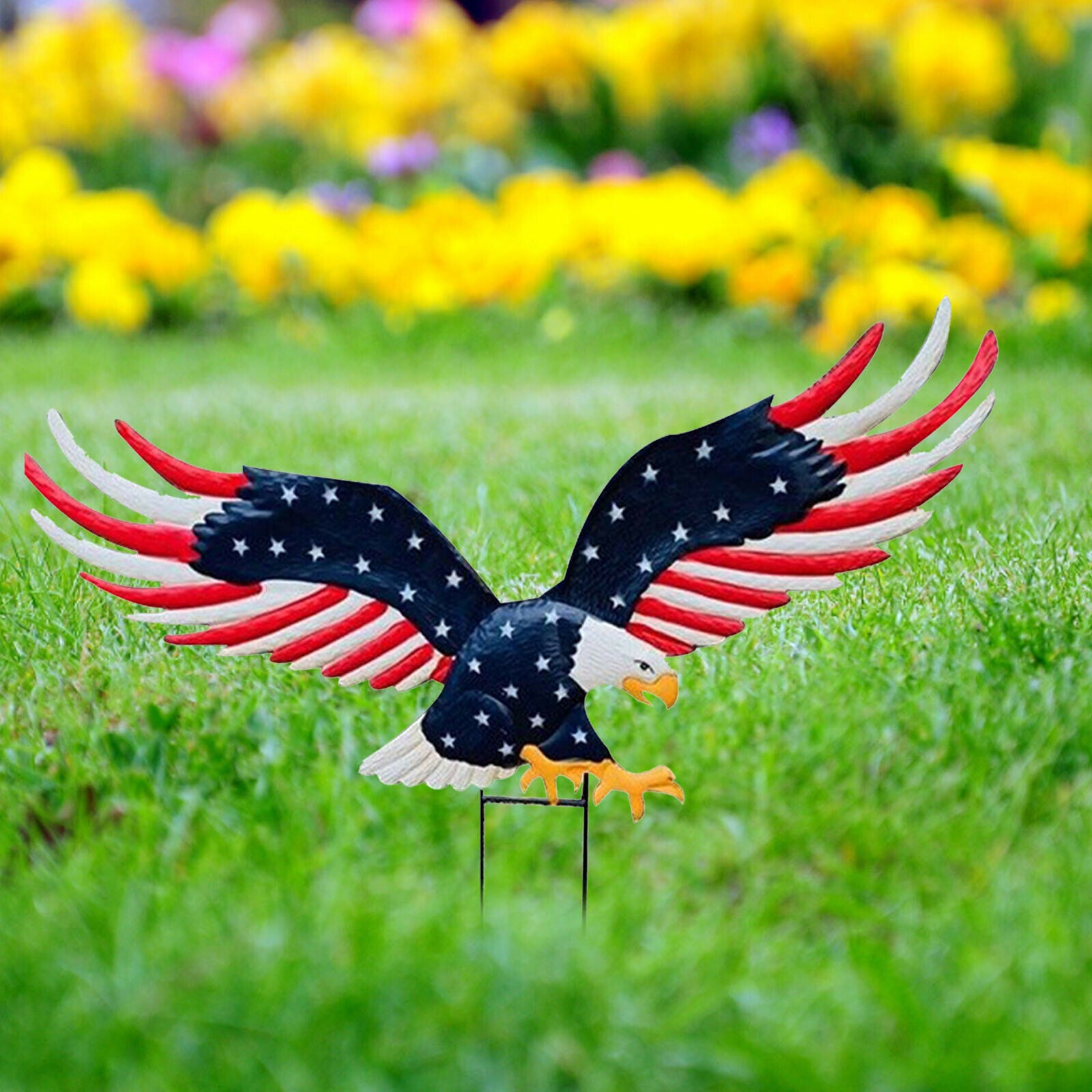 American Eagle Garden Decoration Ground Plug in Lawn Outdoor Yard Decor Crafts