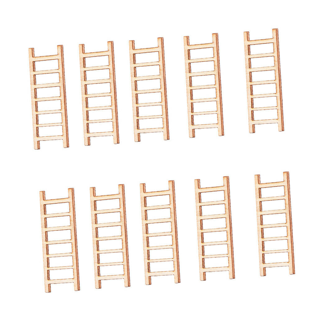 10 Pieces Micro Landscape Decor Wooden Ladder Ornaments