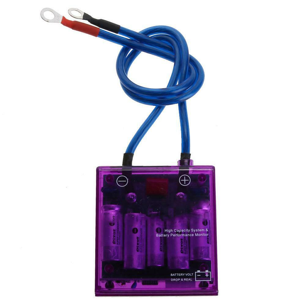 Digital Display Fuel Saver Grounding Voltage Regulator Stabilizer (Purple) @