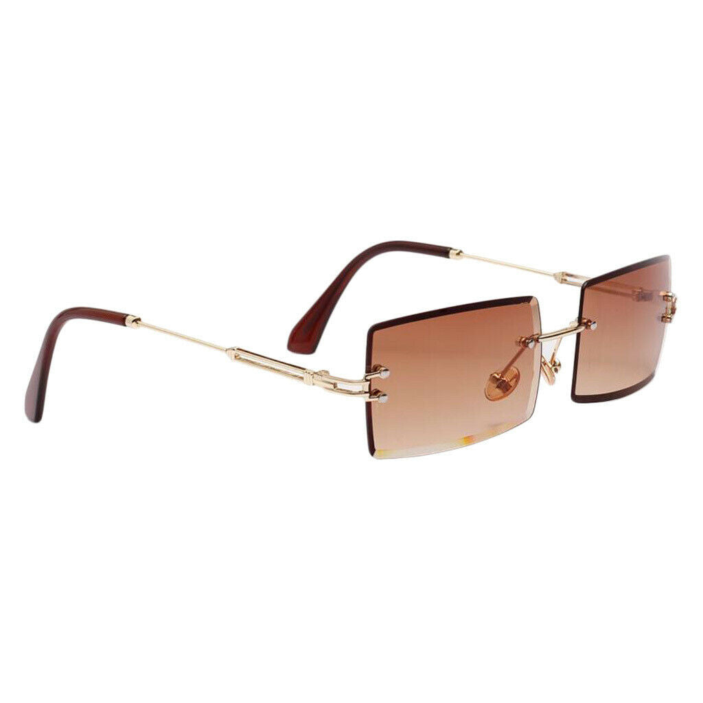 4x Tinted Rectangle Sunglasses Clear Rimless Sun Glasses Eyewear for Women