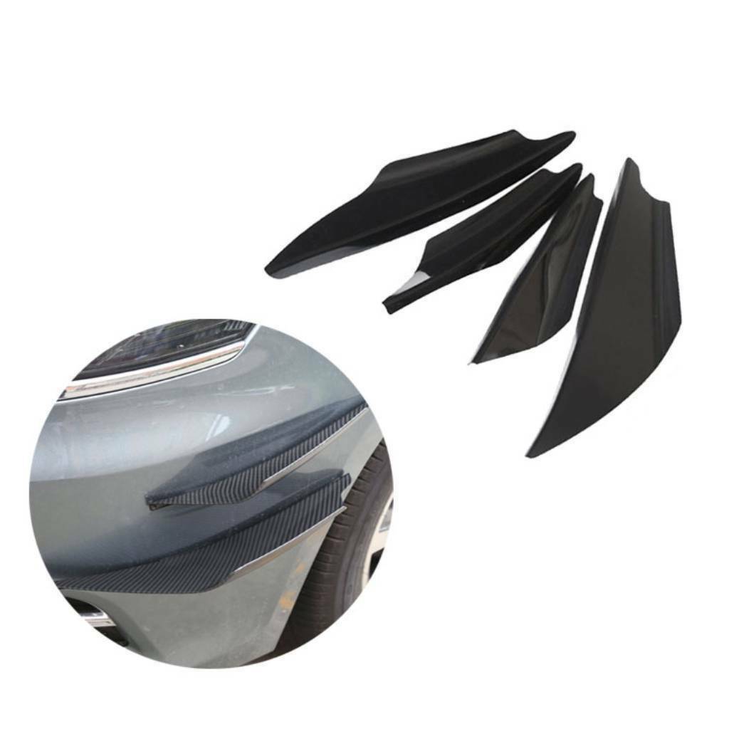 Carbon Fiber Car Front Bumper Fin Body Splitter Fins Trim Spoiler Lip Black