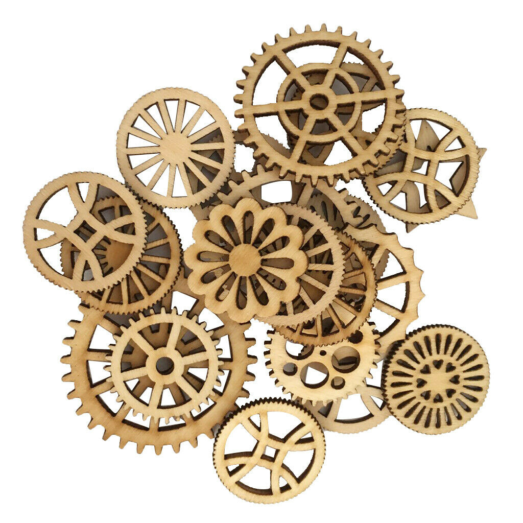 Gear Shape Unfinished Wood Pieces Gift Tags Scrapbooking Party DIY Crafts