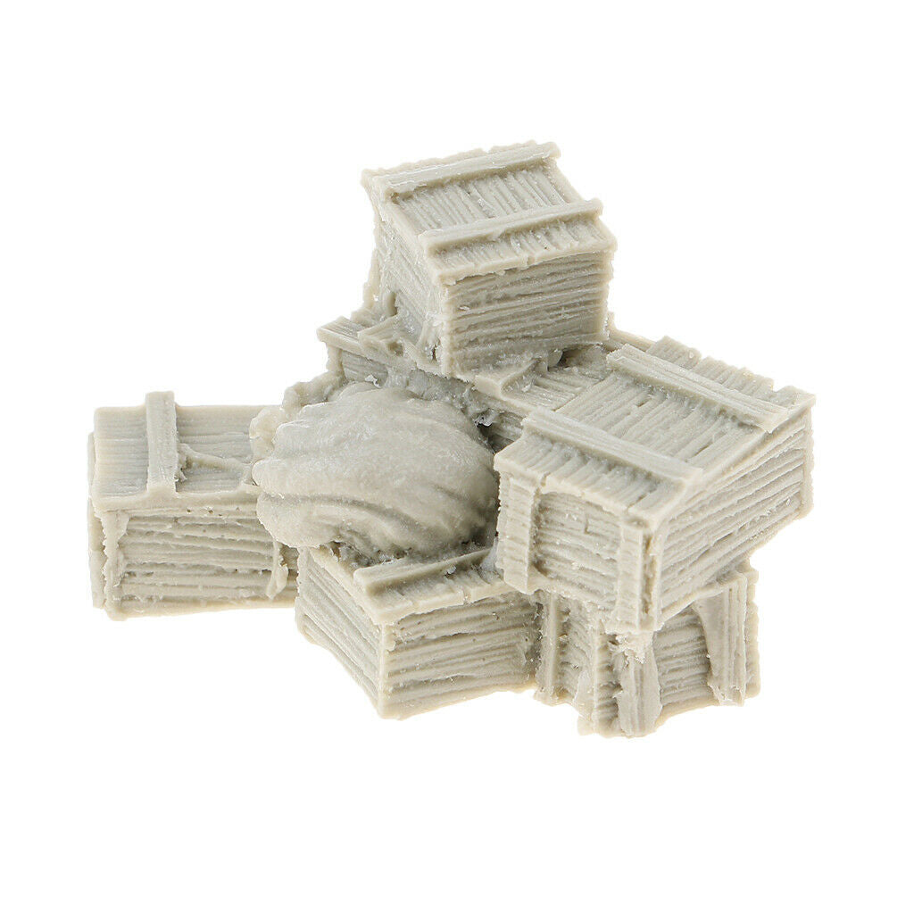 2 Pieces 1/35 Box with Canvas Bags and Crates Mini Scenery Layout Sandtable