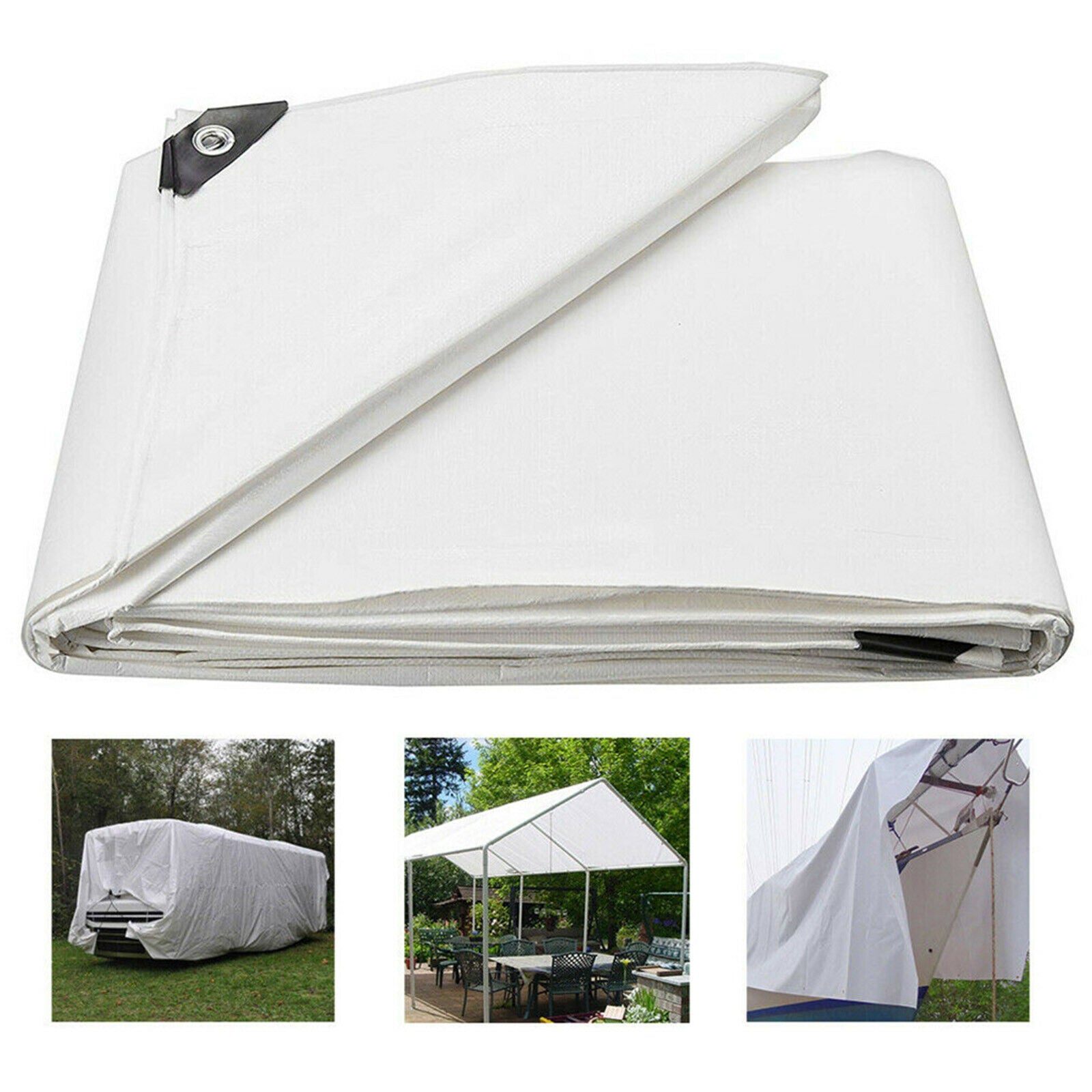 2x5m Heavy Duty White Waterproof Poly Tarp Cover Tarpaulin Professional