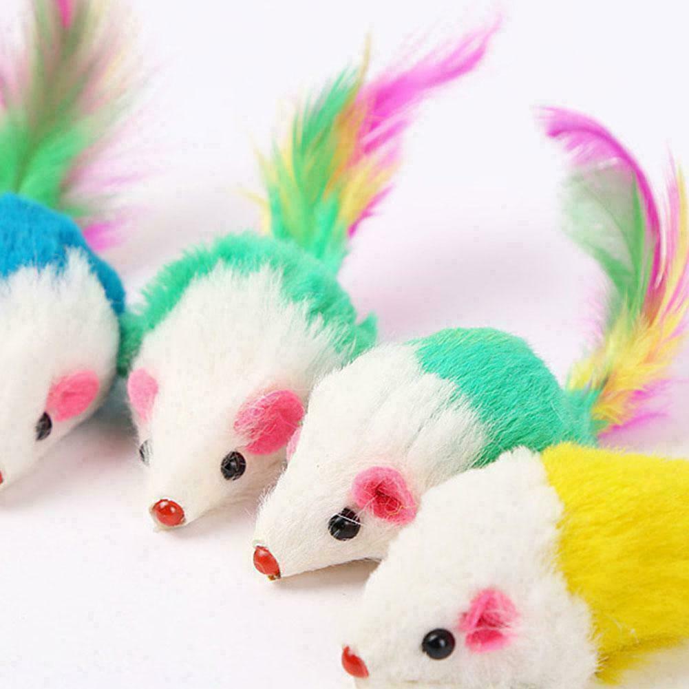 1Pcs Realistic Mouse Pet Cat Toys Mini Playing Toys with Feather Colorful new