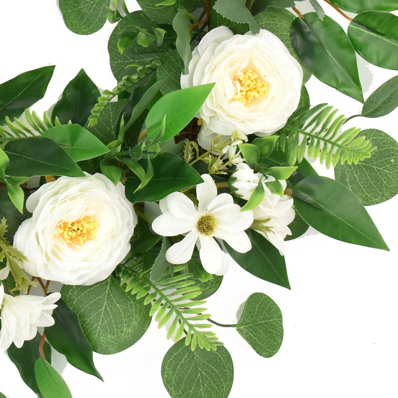 18'' Front Door Wreath Handmade Round Peony Rattan Garland Shopwindow Decor