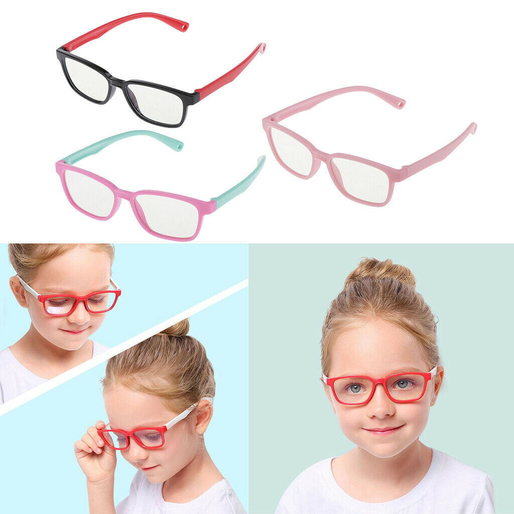 3pcs Kids Stylish Eye Glasses Anti Blue Light Silicone Frame Glasses Goggles