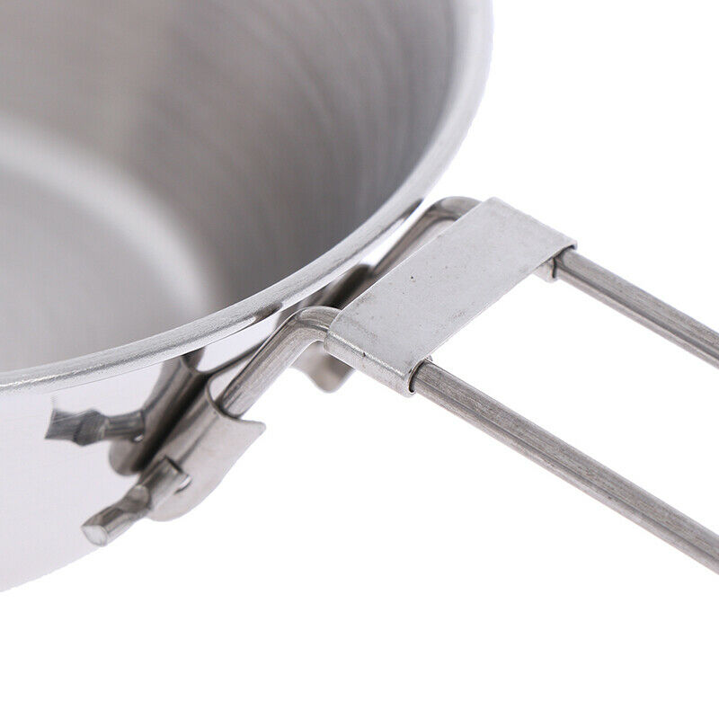 Portable Camping Picnic Cookware Stainless Steel Cooking Hiking Bowl Pot Pay Qx