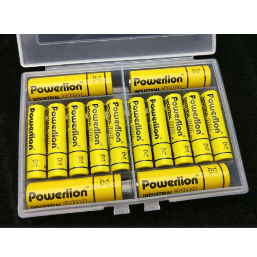Plastic Battery Clear Storage Box 10xAAA + 4xAA Rechargeable Batteries