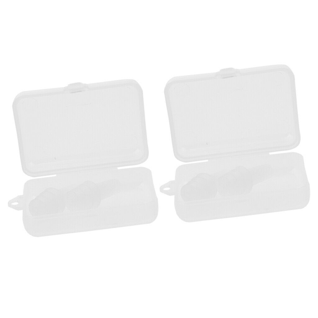 2 Pairs Reusable Silicone Earplugs for Airplane Travel Sleep Silence White