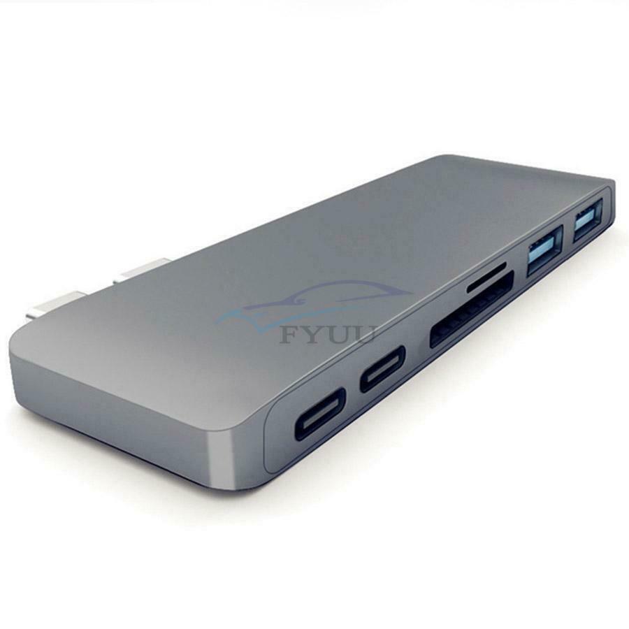 1Piece 60W Double USB3.0 Female Ports Type-C HUB 6in1 Cable Connector Converter