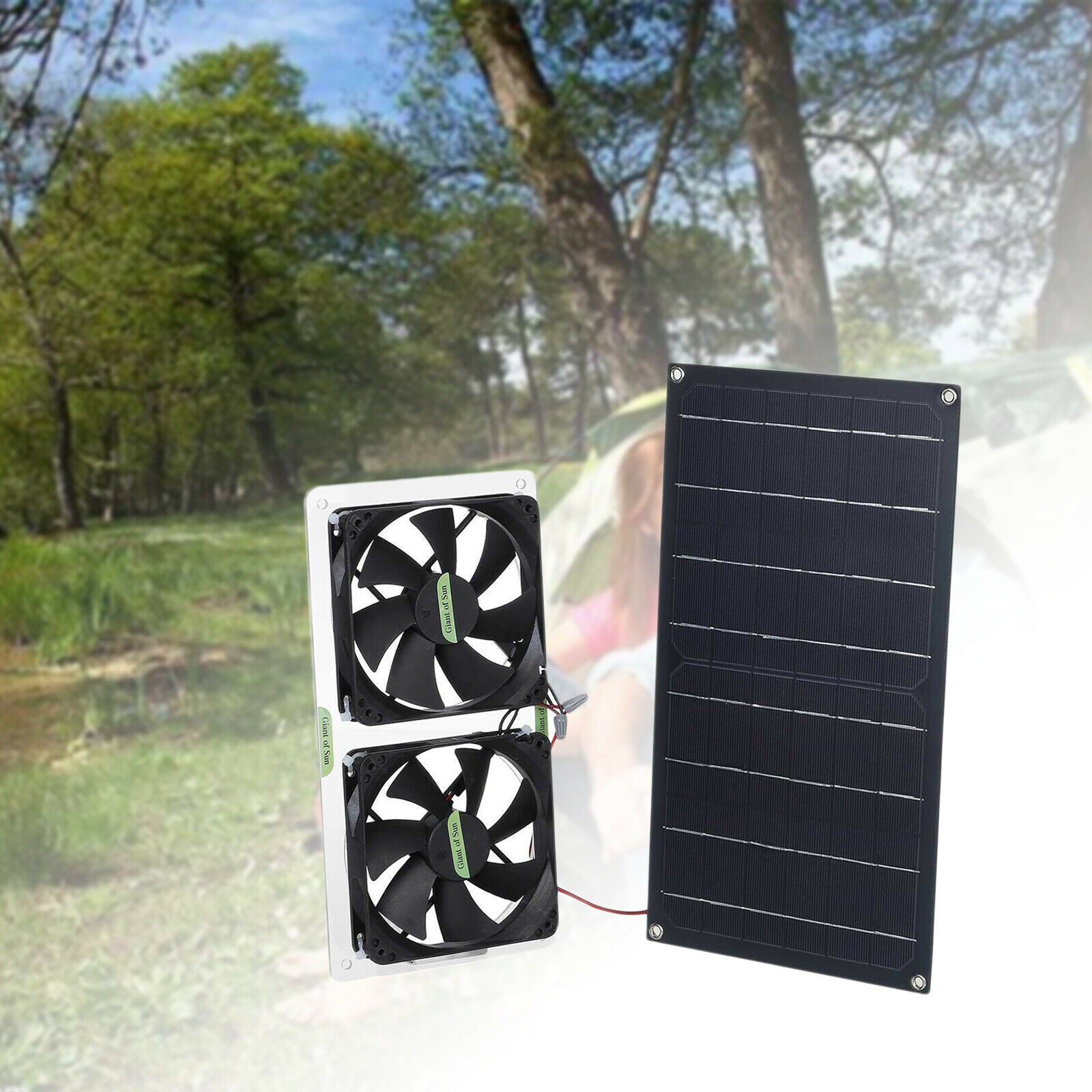 Portable Solar Double Exhaust Fan Panel System for Garage RV Outdoor Boat