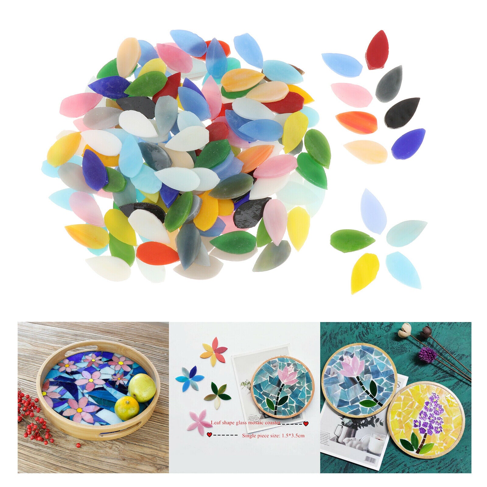 150Pieces Mosaic Tiles Flower Leaves Stained Glass Art Pots Stepping Stones