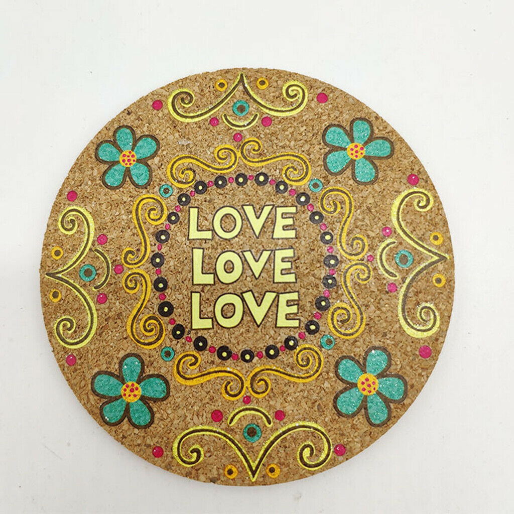 4pcs Cork Drink Coasters Heat Resistant Patterned Mats Moisture Absorbing