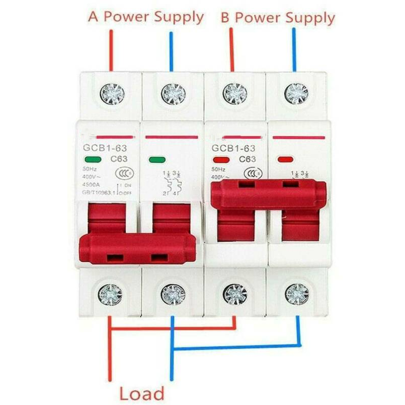 1Pcs Manual Transfer Switch 2P 63A Mts Dual Power Circuit Breaker Mcb 50Hz/60Hz