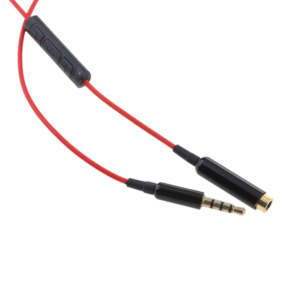 3.5mm Male to Female Ste Audio Cable W/ Remote & Mic for  ,   Red