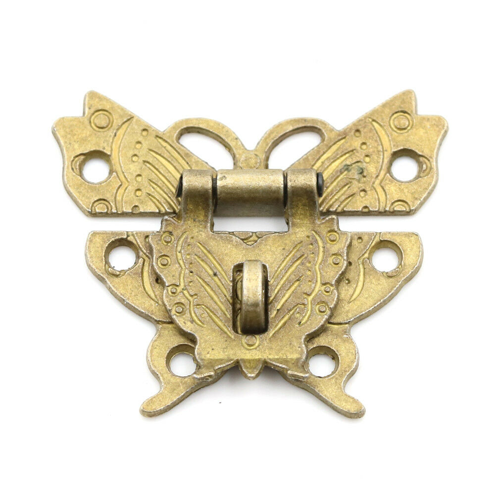 Retro Chic Butterfly Latch Catch Jewelry Wooden Box Lock Hasp Pad Chest Lock  Lt
