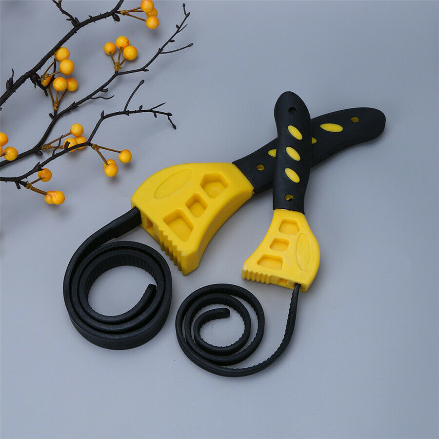 2x Adjustable Strap Wrench Set Hand Tool for Oil Filter for Auto Car Truck Boat