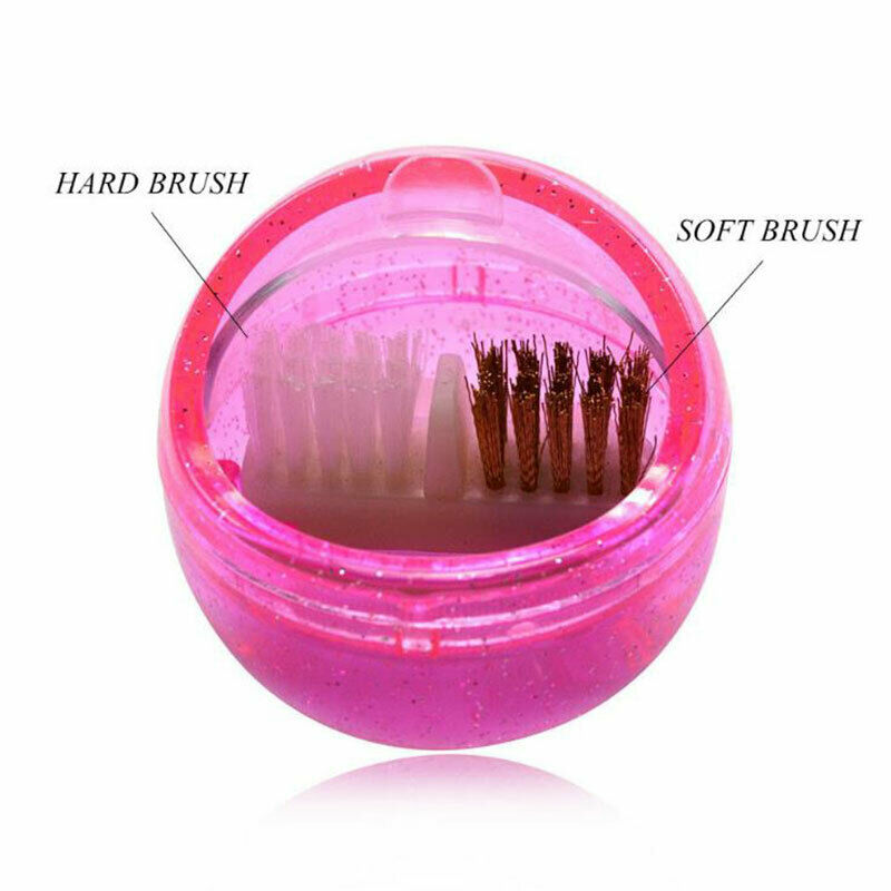 Nail Art Dual Clean Brush Head Drill Bit Cleanser Box Polishing Buffing ManiS FT