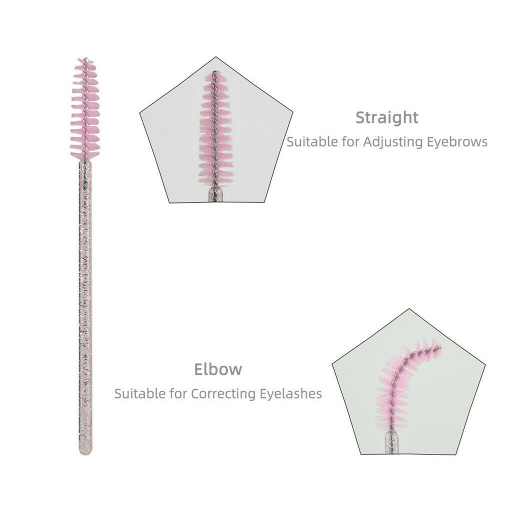 300 Packs Eyelash Mascara Wands w/ Crystal Handle Eyebrow Spiral Brushes
