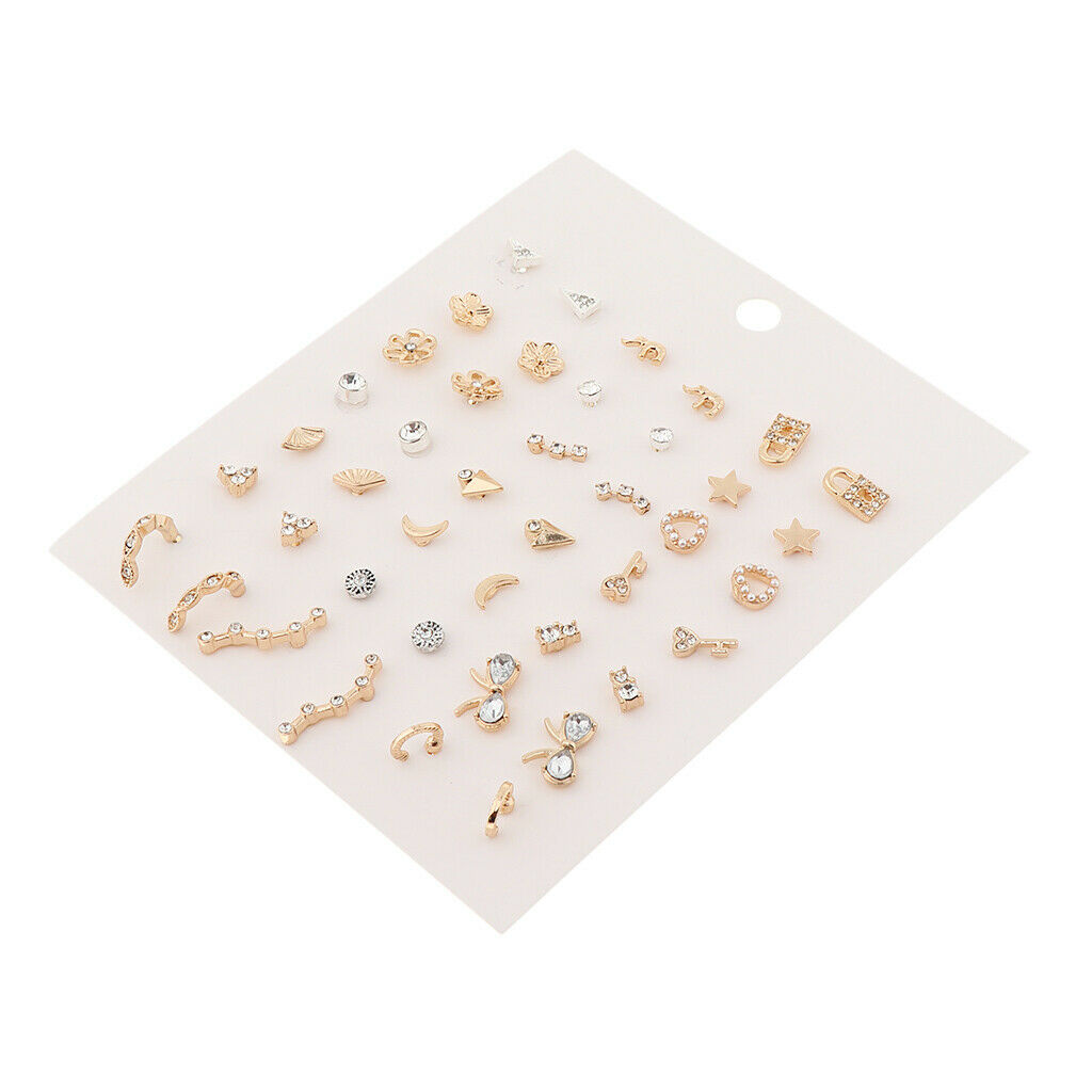 42 Pairs Fashion Korean Stud Earrings Set Round Beads Stainless Steel Jewel