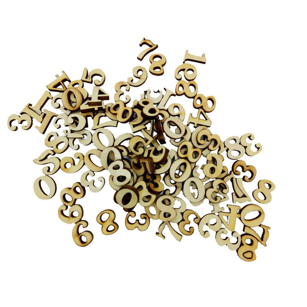 100set Wood Arabic Number Kids Teaching Wood-pieces Numbers DIY Scrapbooking
