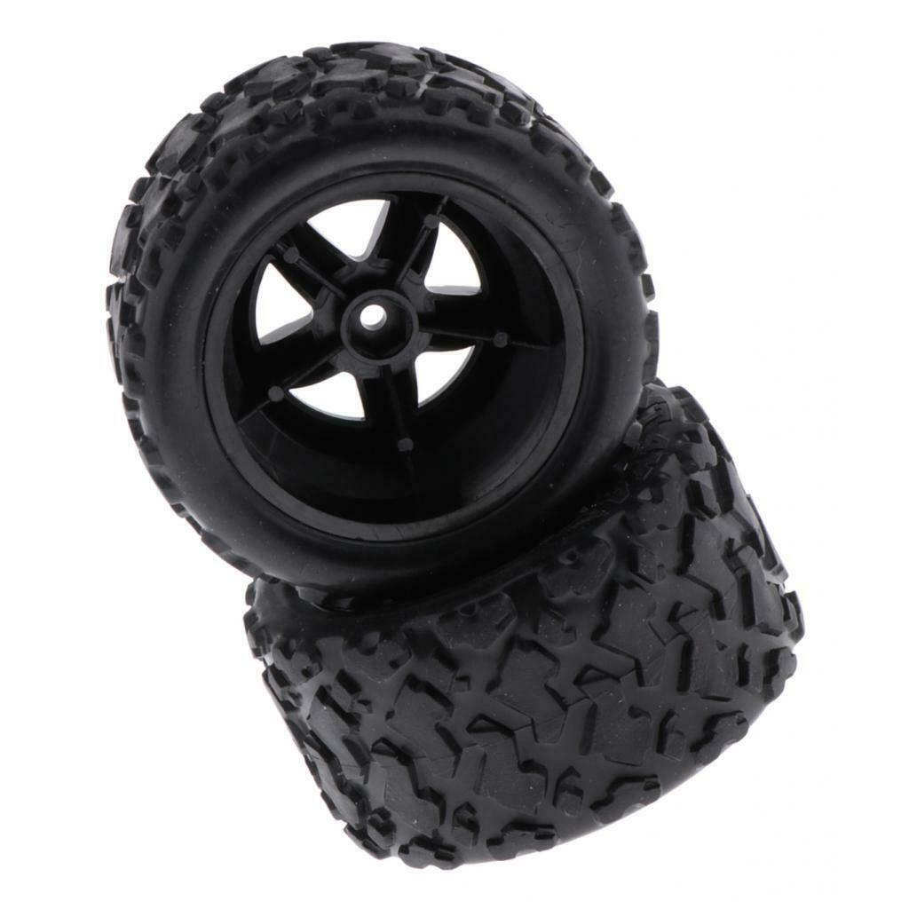 4-Pack Durable Plastic RC Car Tyres Wheel and Rim RC Replacement 65mm Black