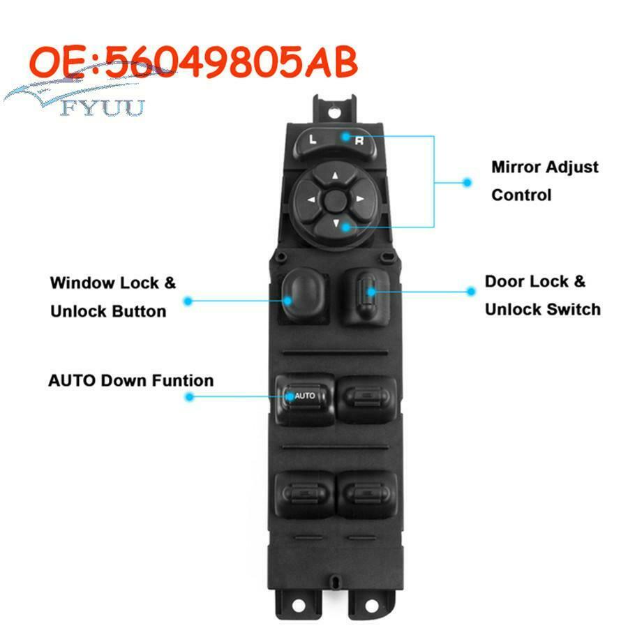 1* 56049805AB Master Power Window Switch Control for 2002-2010 Ram Dodge Dakota