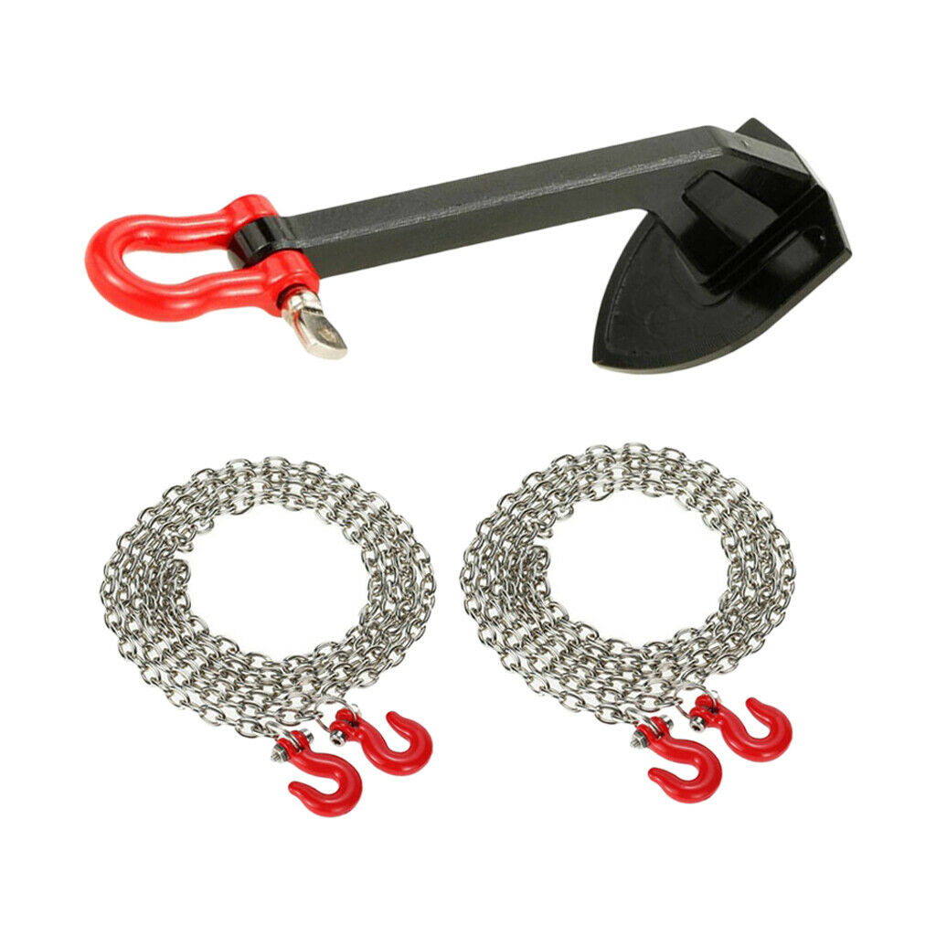RC Winch Anchor w/ 2pcs Tow Chain for 1/10 TRX4 RC Rock Crawler Accessory
