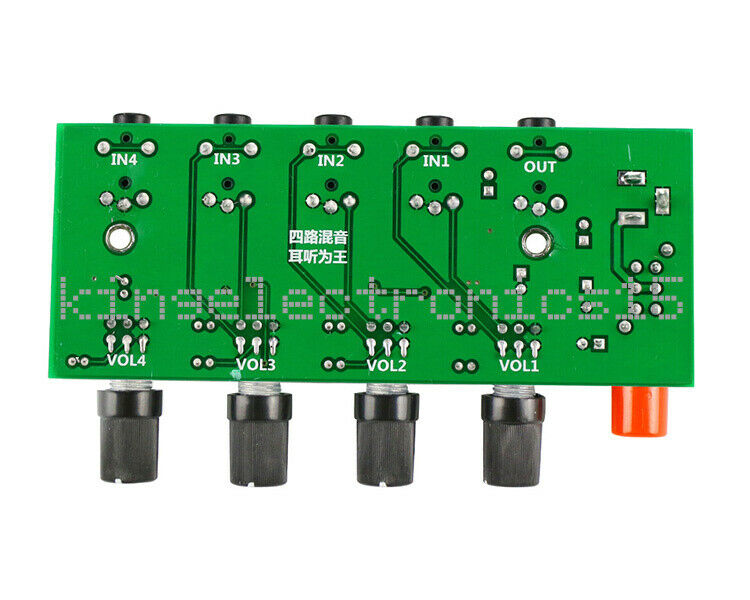 4 Input 1 output Stereo Mixer Individually Controls Board Amplifier Headphones