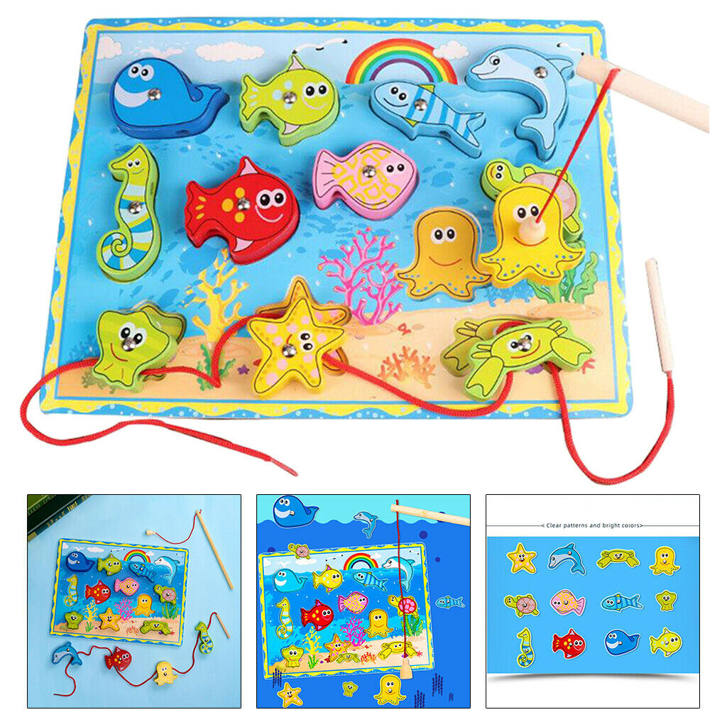 Magnetic Fishing Game Toddler Wooden Toys Fish Board Games for 3 4 Year Old