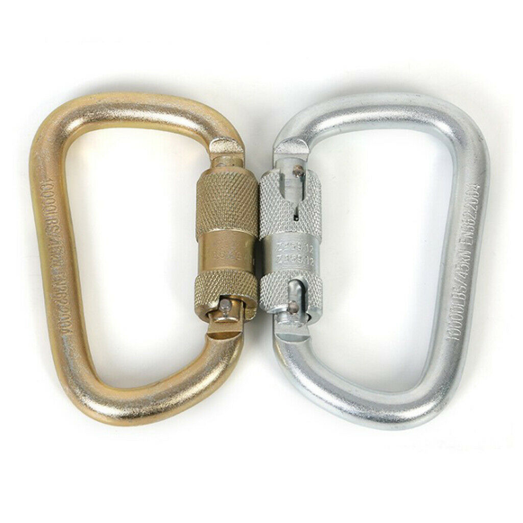 Heavy Duty D Shaped Carabiner Safety Buckle for Outdoor Rock Climbing Golden