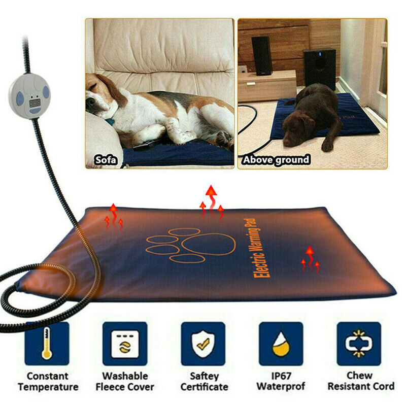 Waterproof Pet Heat Pad Electric Heated Blanket Dog Cat Warming Whelping Bed Mat