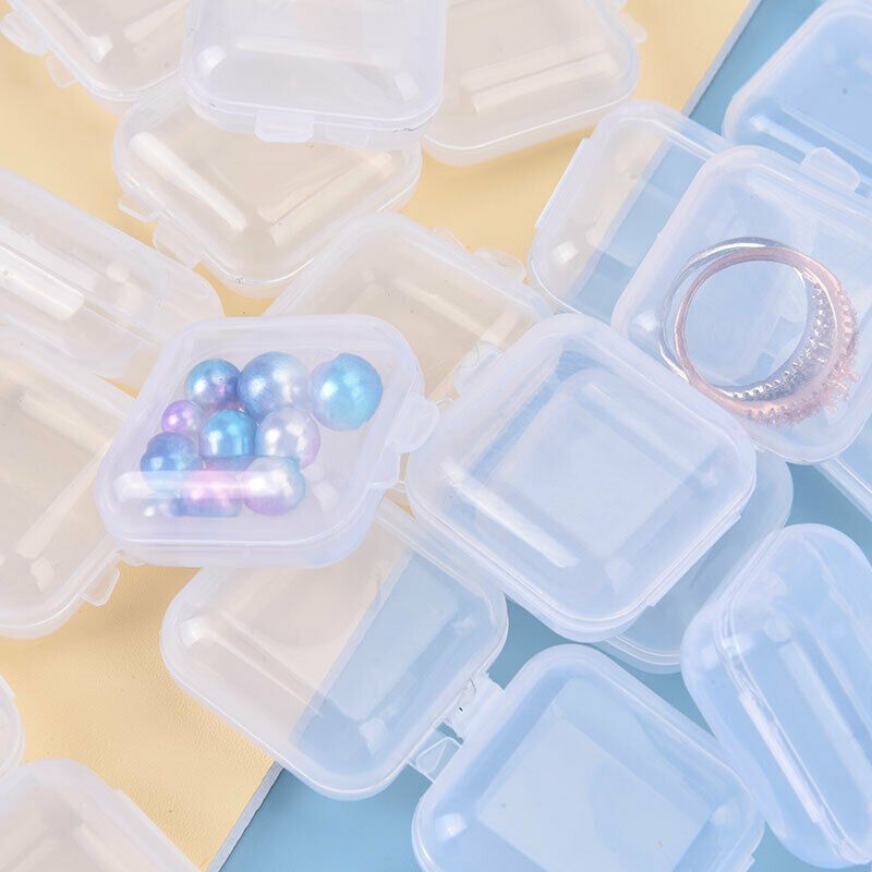 25Pcs Small Boxes Square Transparent Plastic Box Jewelry Storage Case Contai JD