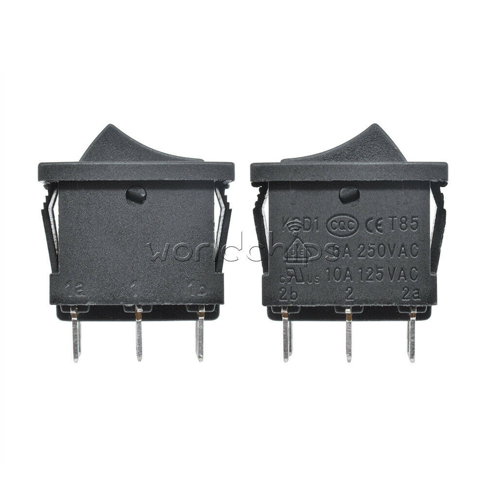 2PCS AC ON-OFF-ON Switch 6-Pin DPDT 3-Position Snap Boat Rocker 6A/250V 10A/125V