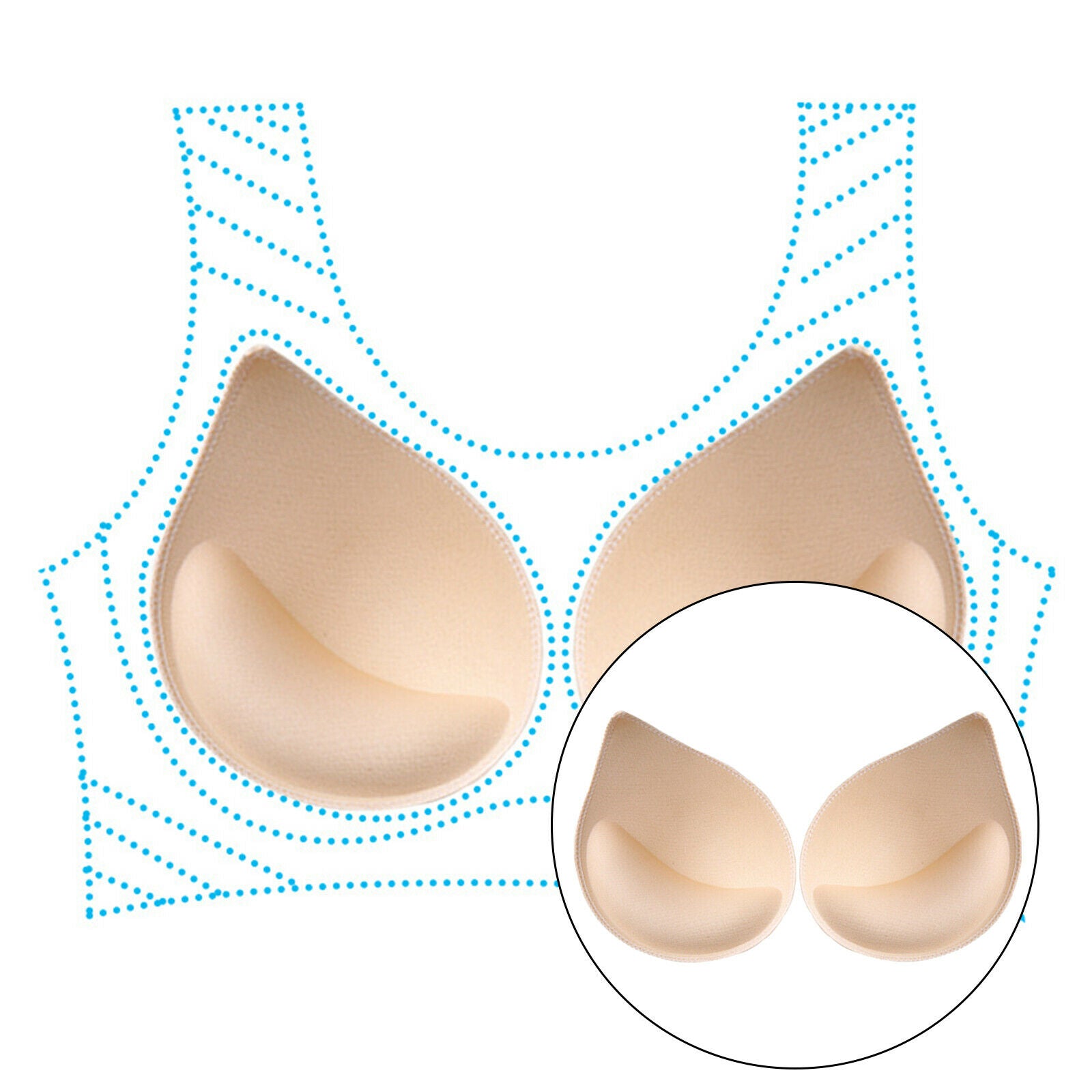 2X Bra Insert Pads Pad Reusable Lightweight Removable for Bikini Sports Skin