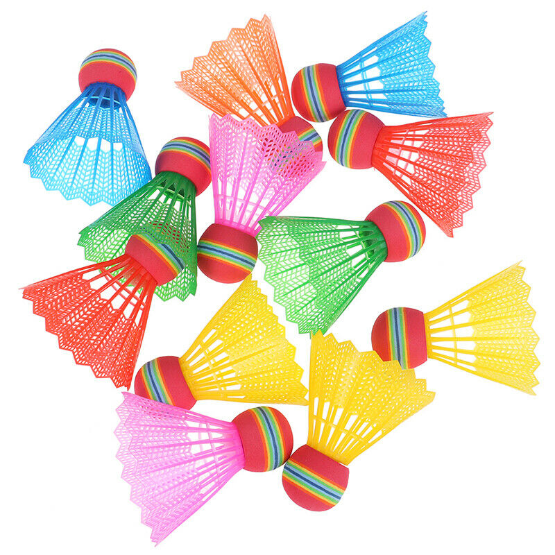 12 PCS Badminton EVA Rainbow Ball Head Nylon Badminton Feathers For Game .l8
