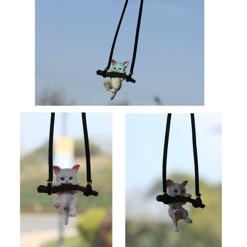 Hanging Cat Ornament Cute Pendant for Car Goods Twig White Cat Pendant