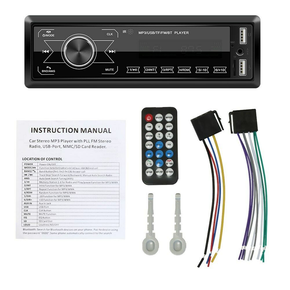 Single DIN Touch Screen HD Car Stereo In Dash MP3 Player Bluetooth FM USB Radio/