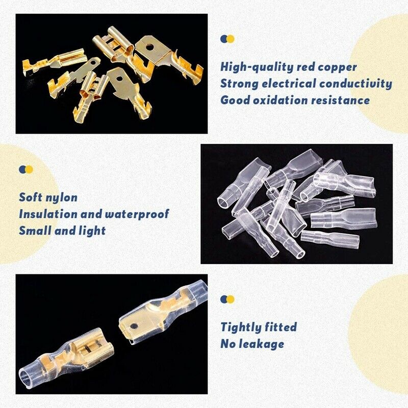 720 Pieces of 2.8 / 4.8 / 6.3mm Male and Female  Crimping Terminal Blocks withR2