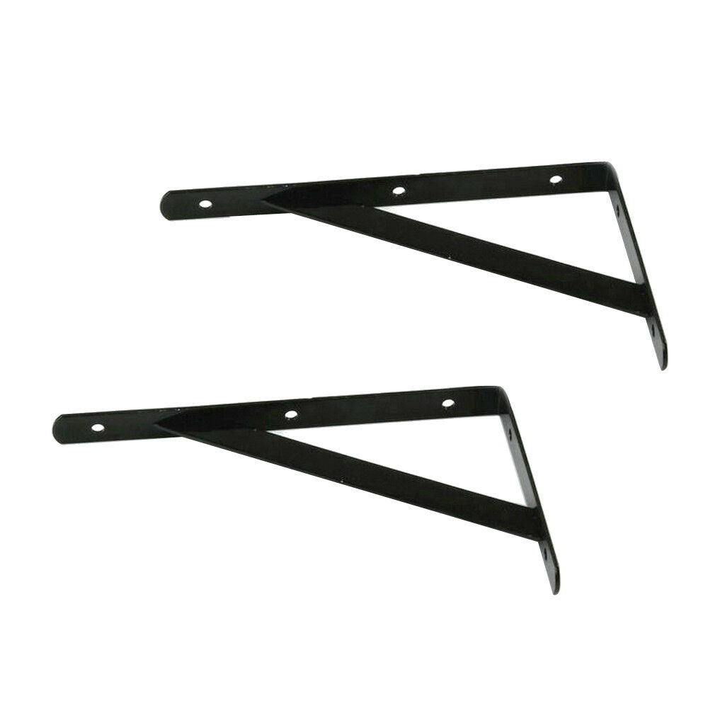 2x Heavy Duty Wall Rack Shelf Bracket Support Plank Holder 40cmx25cm Black