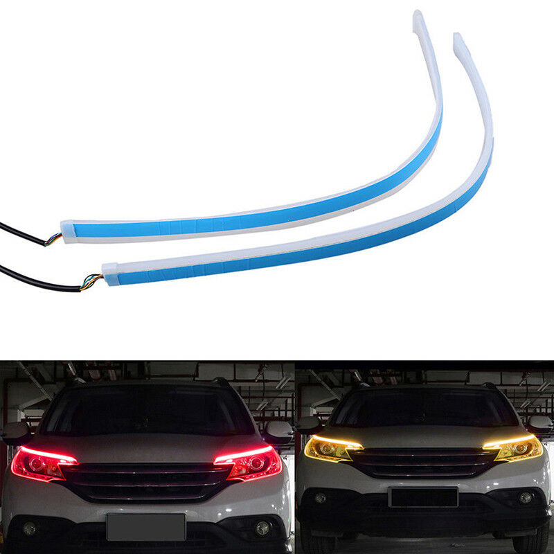 2X 60cm LED Switchback Headlight Sequential DRL Light Strip Tube Red&Yellow Tt