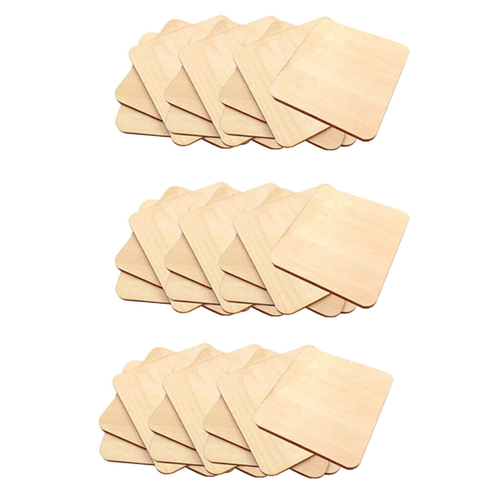 30pcs Blank Square Wooden Pieces DIY Craft Scrapbooking Wedding Party 9x9cm