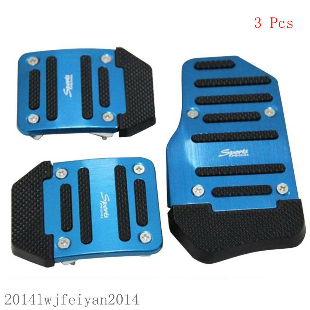 3Pcs Blue Sport Car Manual Series Non-slip Brake Clutch Foot Pedal Treadle Cover