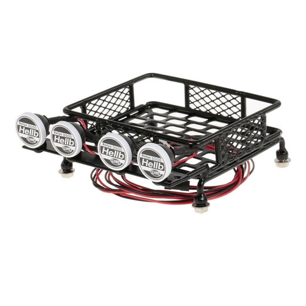1:10 Metal Roof Rack w/ LED Light Bar for Axial SCX10 HSP RC4WD RC Car
