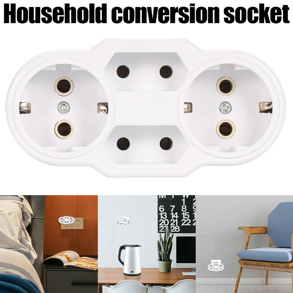 Russian Conversion Socket Standard Power Adapter Travel Triple Plugs Earth LIN