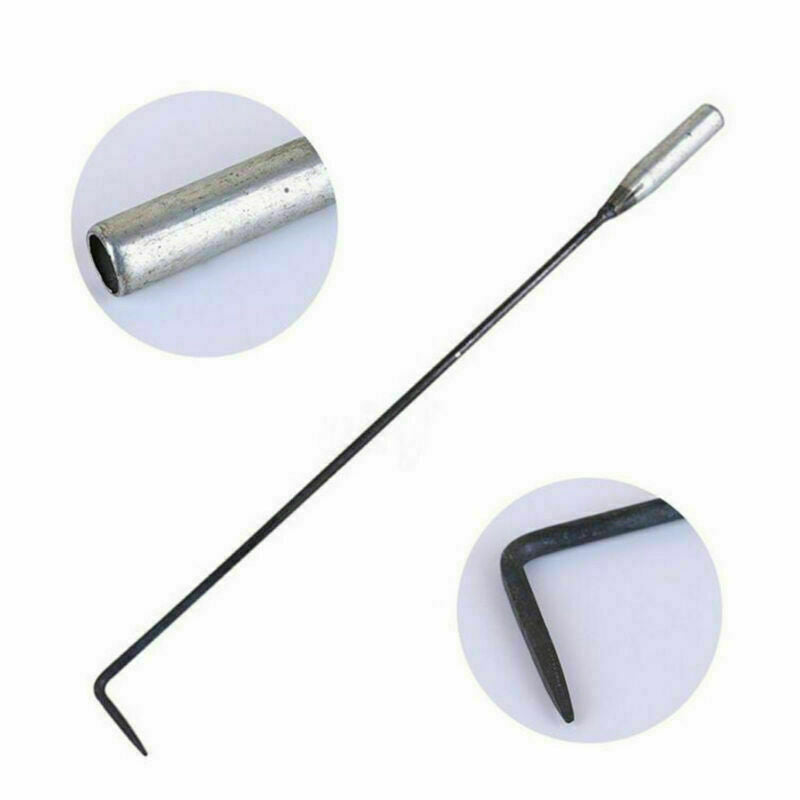 1PC 43CM Long Steel Open Hook Pit Fire Poker Fireside Coal Stove Fireplace Tool