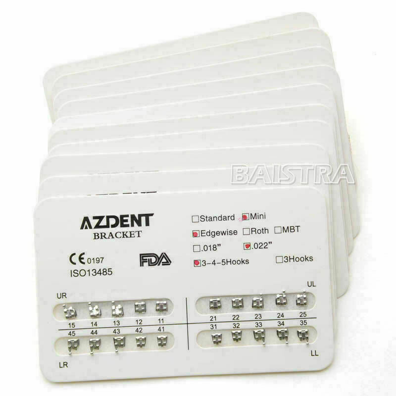 300 X Orthodontic Bracket Ultrathin Mini Edgewise Slot.022 Hooks 3-4-5 AZDENT
